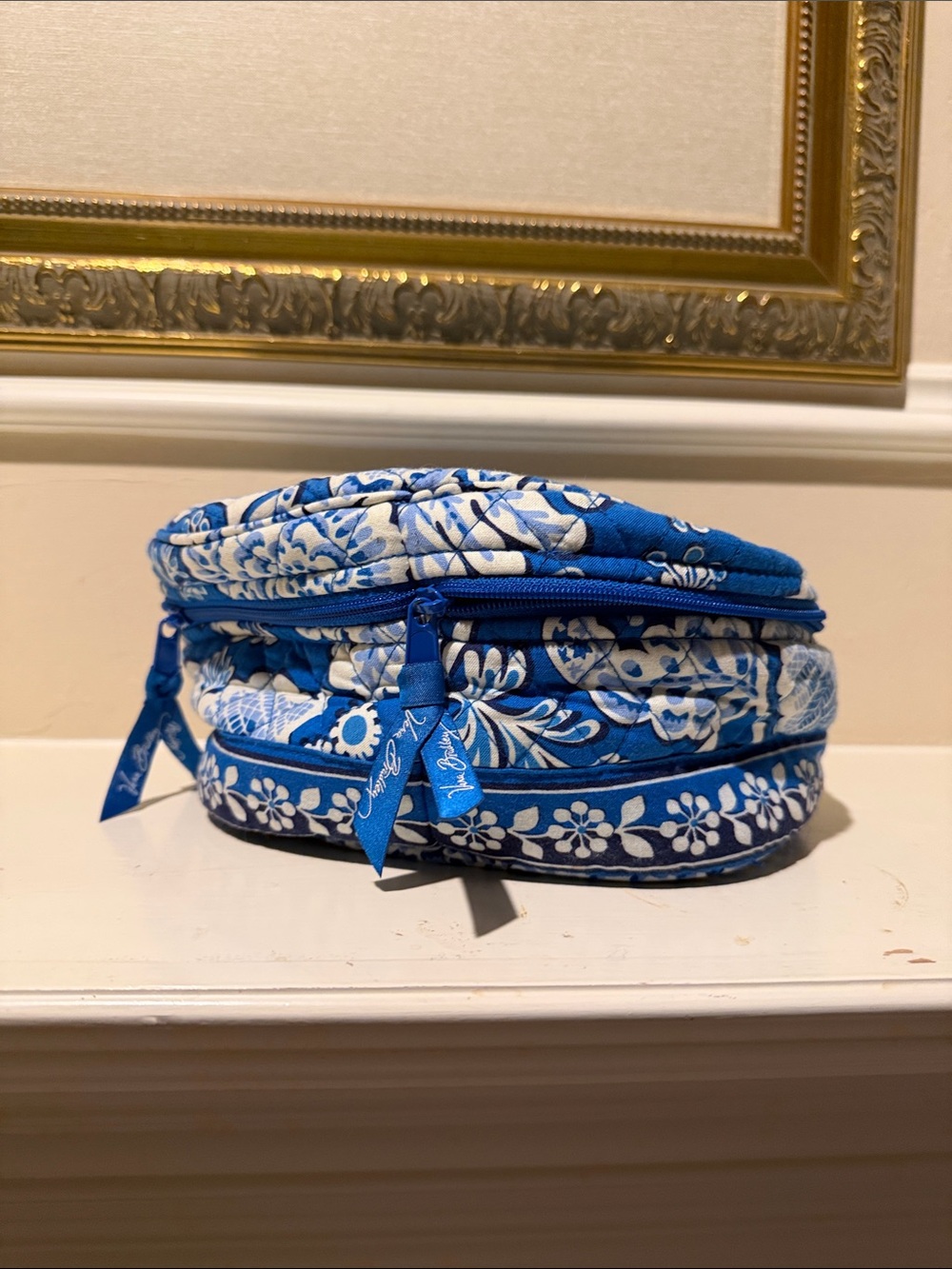 Vera Bradley Blue and White Quilted Floral Cosmetic Case